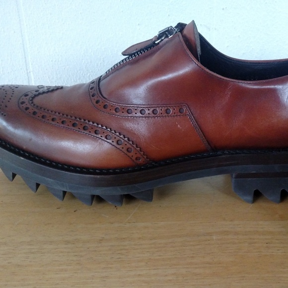 PRADA Runway Lug Sole Wingtip Zip-up Brogues - Picture 5 of 8